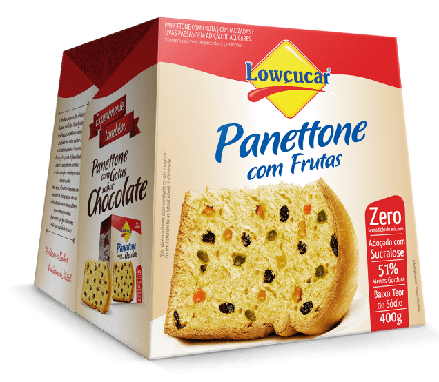 Panetone de frutas zero açúcar, Lowçucar, 400g, R$ 23,40 Panetone de frutas zero açúcar, Lowçucar, 400g, R$ 23,40