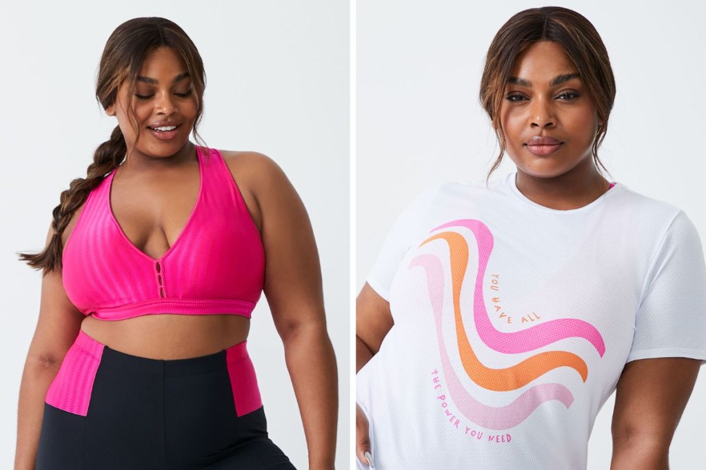 Modelo com roupas fitness plus size