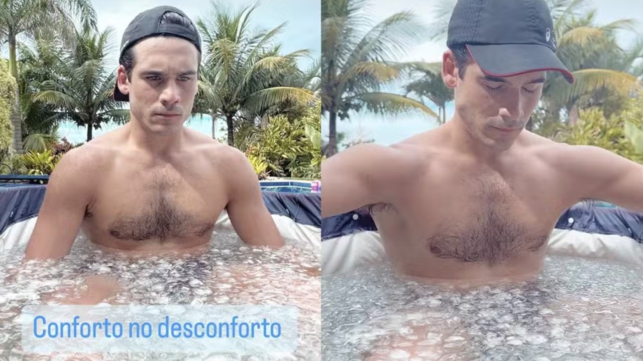 Profissional explica os benefícios da terapia feita por Nicolas Prattes na banheira de gelo