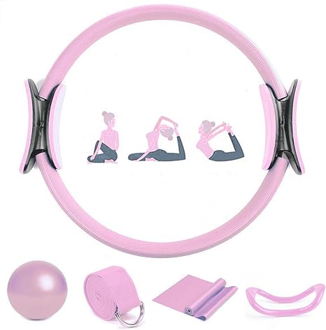 LLWDYL Kit essencial de Pilates para mulheres, kit de Pilates Better Me, conjunto de anel e bola de Pilates com faixas de resistência ao bumbum, bola de ioga de 25 cm, faixas elásticas de resistência